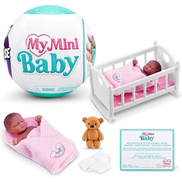 5 Surprise My Mini Baby Series 1 (2 kpl) ZURU:lta, Keräiltävä yllätyskapseli, Lelu tytöille, Realistinen miniatyyrivauva, Leikkisetti ja tarvikkeet