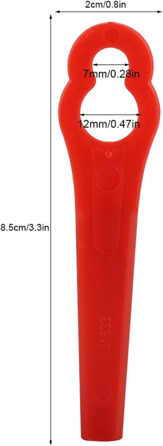 Pakke med 100 udskiftningsblade, der er kompatible med Einhell trådløs græstrimmer, plastikblade til Einhell buskrydder