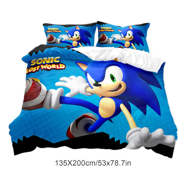 135*200 Tvådelad Sonic Sonic Cartoon och Animationslakan och Täcke Set