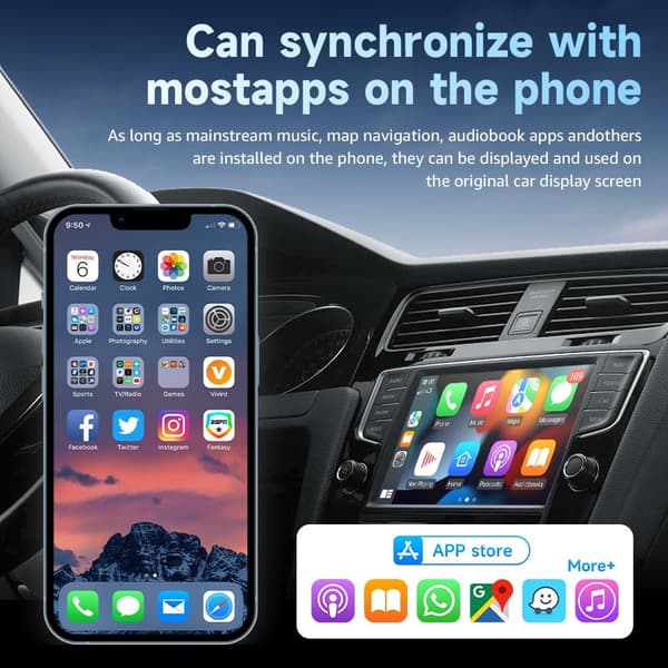 Trådløs CarPlay-adapter til Apple Android USB C hurtig forbindelse Mini Car Play Dongle kompatibel med iPhone Smartphone