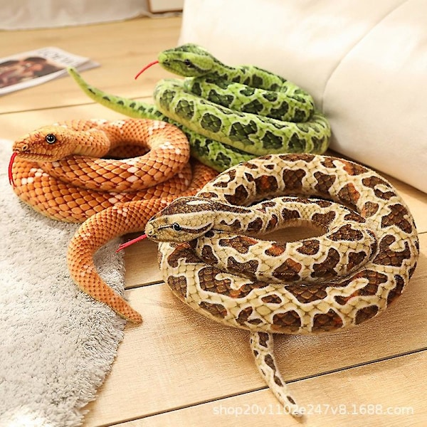 Halloween Simuleret Slange Plys Boa Constrictor Legetøj Trick Rekvisitter Dukke Zodiac Slange-Grøn Vandslange-2m