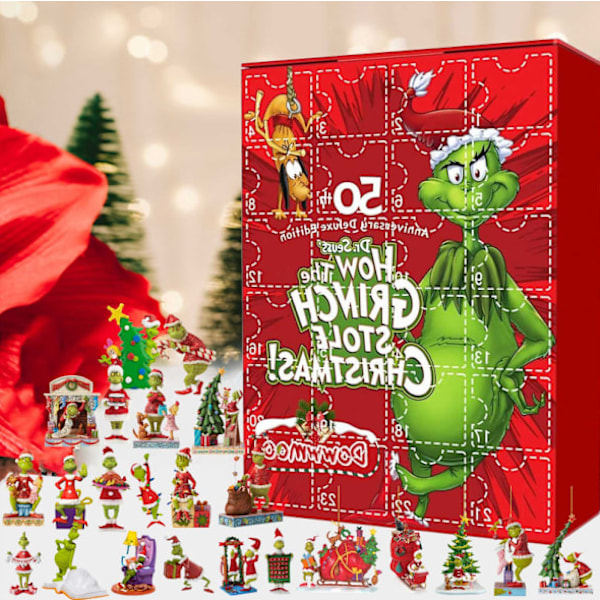 Julekalender 2025 med 24 gaver, Grinch julepynt