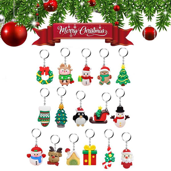 Julkalender presentförpackning med 24 julnyckelringar 1pc