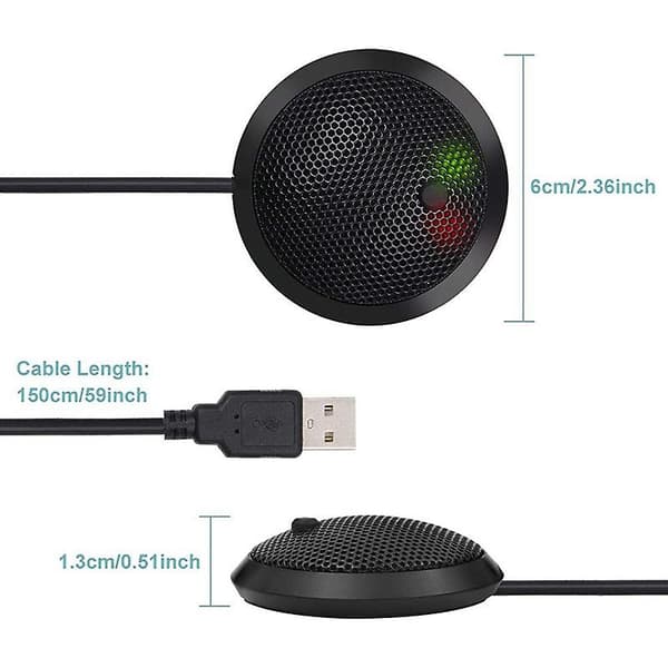 Konference USB-mikrofon, omnidirektionel kondensatormikrofon til PC med mute-knap og LED-indikator, pl