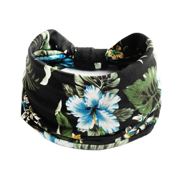 Hårstrikker for kvinner, Boho Floal-stil, kryssende hodebånd, blomsterhodeplagg, yoga-hårbånd, stretch for kvinner (A)