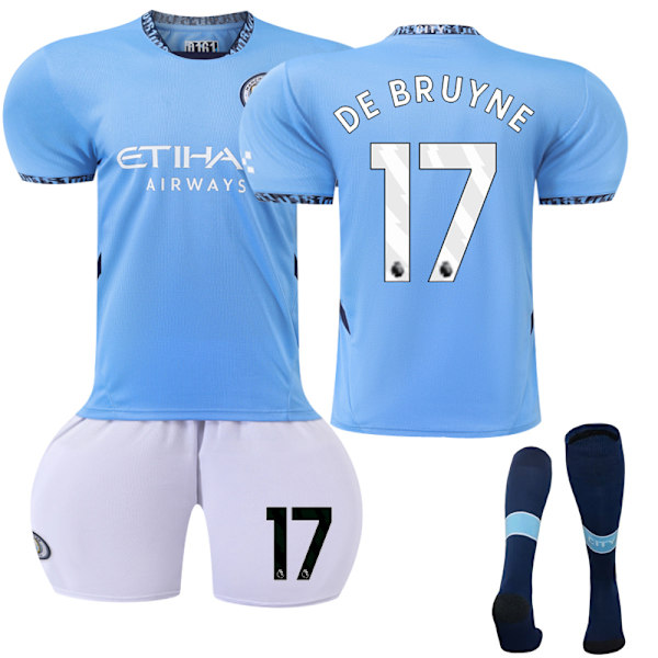 2024-2025 Manchester City Hjemme Børnefodboldsæt nr 17 De Bruyne(16)