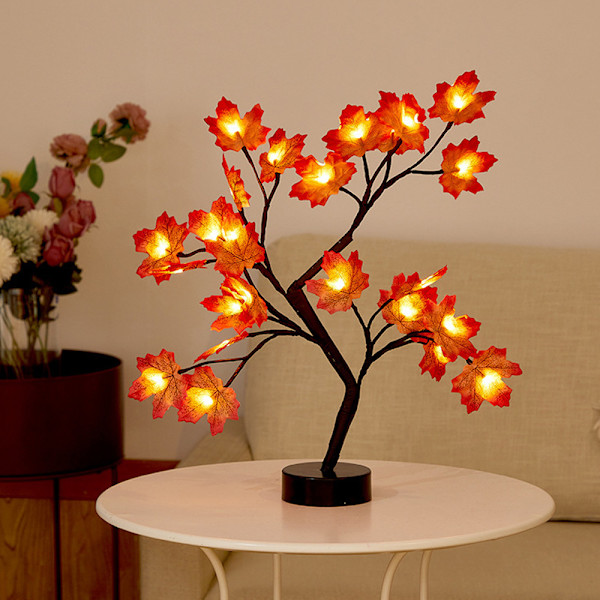 Bonsaitre LED-lys med glitrende grener, batteri- og USB-drevet