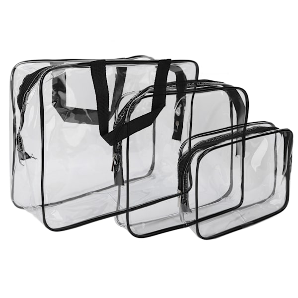 3 st Toalettväska Transparent Design 3 Storlekar Vattentät Bärbar PVC Material Praktisk Transparent Kosmetikaväska För Resor