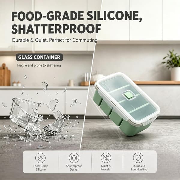 Souper Cubes Set med 3 silikonfrysfack med lock, 2/4/6 hål för soppbuljongsås isbitar green