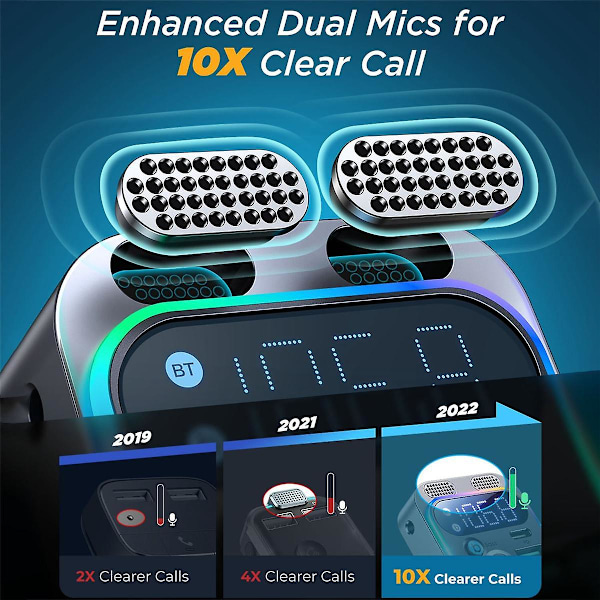 48W Dobbel Port Hurtiglading Bluetooth Billader Bil Lader Sender MP3-spiller