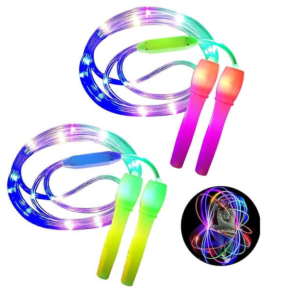 2 stk LED-hopptau med justerbar lengde og tre moduser