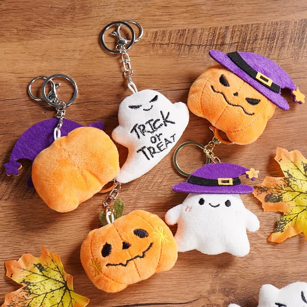 Halloween Græskar Spøgelse Plys Nøglering, Blødt Squishy Tøjdyr til Taskepynt Pumpkin 7cm