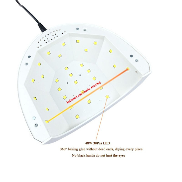 48W UV LED -geelikynsilamppu, valkoinen valo, LED-kynsilamppu