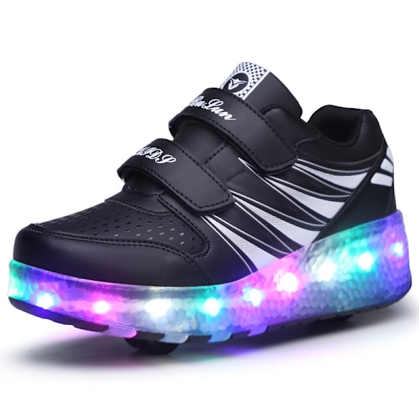LED-lys rulleskøjter med dobbelte hjul, USB-opladelige skøjter - Perfet Black Black 43