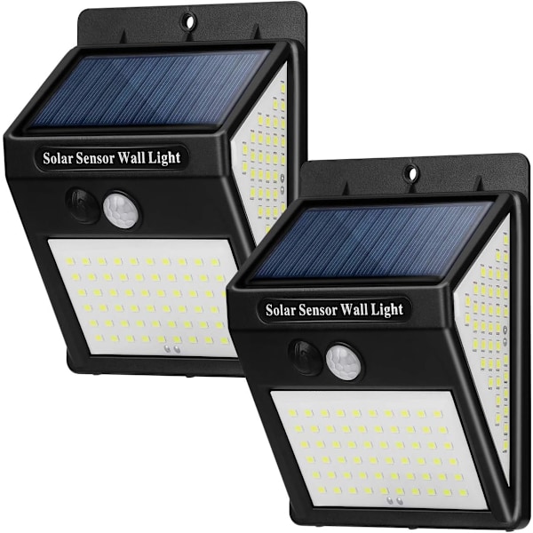 Solcellelamper for utendørs bruk, bevegelsessensor [2-pakning 144 LED]