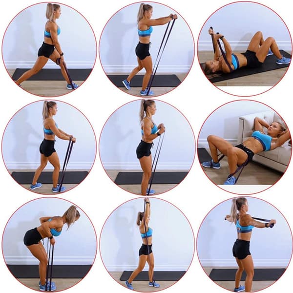 Elastisk bodybuildingbånd/modstandsbånd + opbevaringspose, naturlig