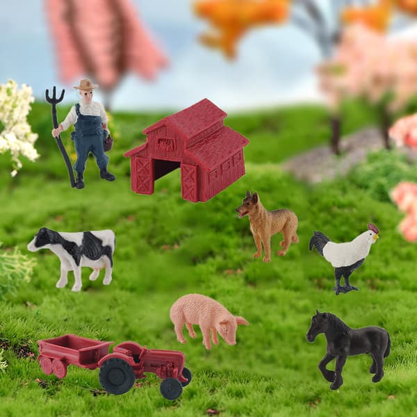 1 Sæt Bondegårdsdyr Figurer Søde Plastik Miniature Figurer Legetøj Scene Rekvisit Simulation