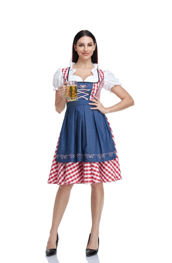 Dirndl-kjole i etnisk stil - Ølfestival-kostume og lingerisæt til kvinder 0302 Black S=34