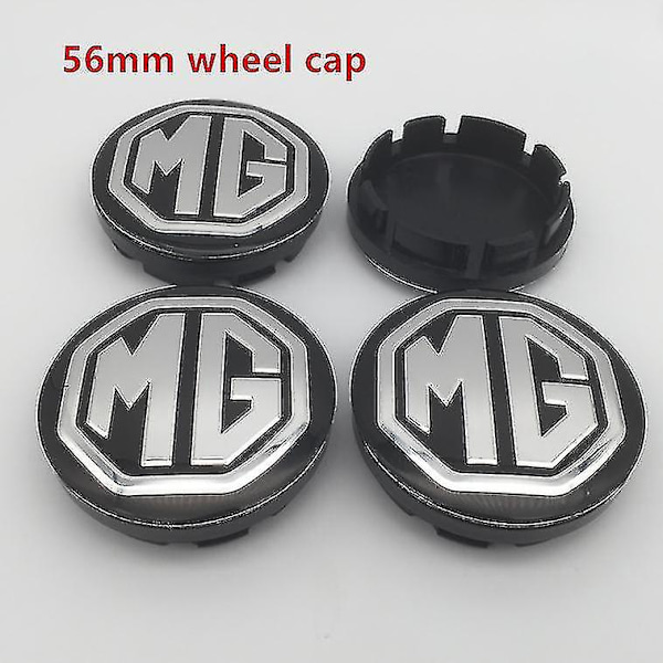 4 stk. Mg Logo 56mm 60mm Bilhjul Senterkopp Navkapsel Resin Emblem Dekal Klistremerke Styling Tilbehør, 56mm Sølvkopp (FMY)