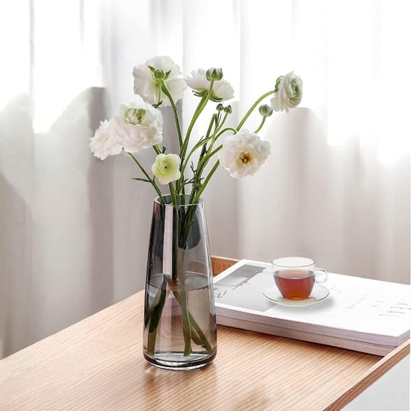 Högkvalitativ Stor Vas 22 cm Vacker Grå Blomvas Hög Vas
