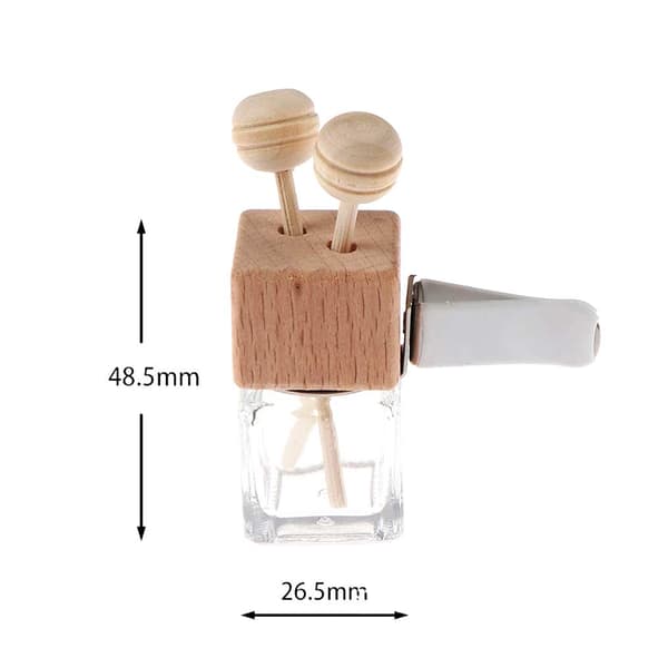 10-pack 8 ml klar glas bil luftfräschare med klämma diffusor tomma eteriska oljeparfymflaskor diffusor ventil tjockt glas prydnad trä
