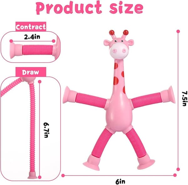 4 st Teleskopisk Sugpropp Giraff Leksak – Koppla & Poppa Fidget för Barn