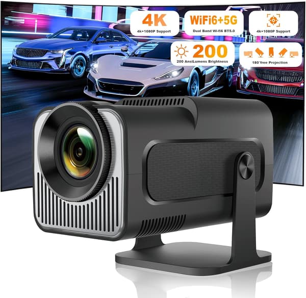 Miniprojektor Bärbar HY320 Projektor Stöder 4K 1080P Dual Band WIFI6 5G Trådlös 5.0 Bluetooth Android 11 180° Vridbar Auto Keystone