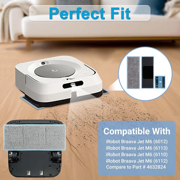 8-pak vaskbare genanvendelige vådmoppepuder til iRobot Braava Jet m6 6110 6012 6112 6113 Ultimate Robot Mop