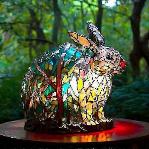 Resin Animal Night Light, LED Cat and Dog Shaped Table Lamp, Creative Decorative Bedside Lamp Rabbit A