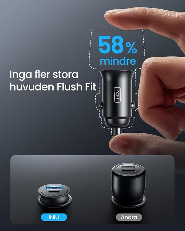 52.5W Billader [USB C + USB A], PD & QC 3.0 Hurtiglading USB Adapter, Billader Adapter for iPhone iPad Samsung
