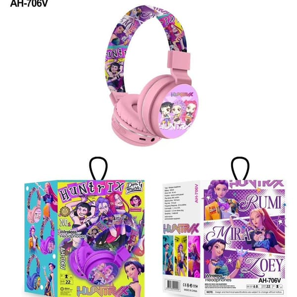 Söta tecknade hörlurar för flickor - Stereo Bluetooth-hörlurar Pink