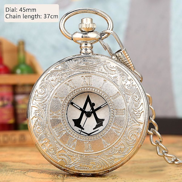 Antikt Lommeur Halskæde Vedhæng Ur I Assassin's Creed Stil Med Romerske Tal Silver Waist Chain