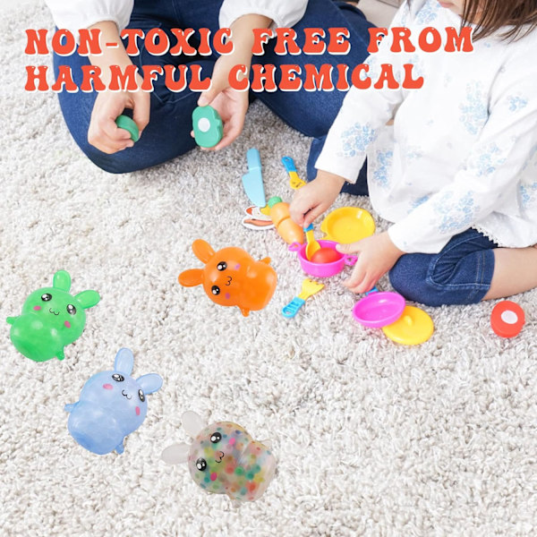 4-pack Påskhare Squishy Stressbollar Leksak för Barn Vuxna