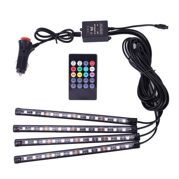 LED-stripe for bil - 48 LED-lys med RGB og fjernkontroll