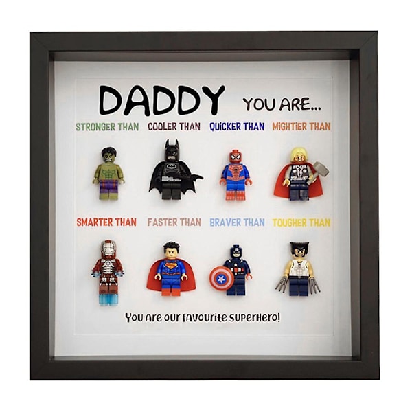Superhelt Bilderamme Veggkunst Retro Tegneseriefigur Familie Dekor black(8 people)