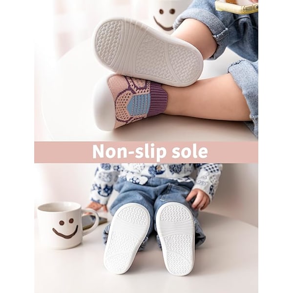 Størrelse 15 Lilla Happy Cherry Lær at gå sko Baby Boys Girls Creepers Unisex Toddler Slippers Mesh Åndbar Barfodet Taske Skridsikker Baby Sko