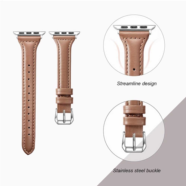 Läderarmband kompatibelt med Apple Watch 38mm-40mm /42mm-44mm,