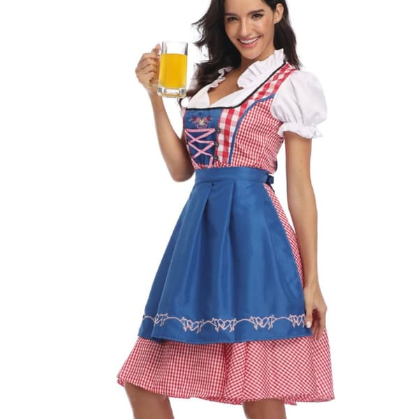 Dirndl-kjole i etnisk stil - Ølfestival-kostume og lingerisæt til kvinder 0302 Black S=34