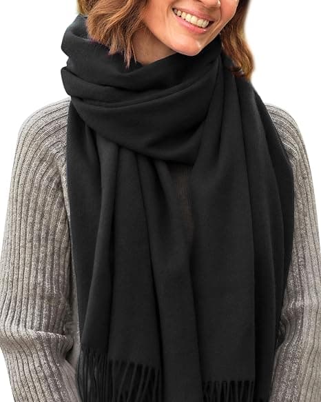 Sort Imitation Cashmere Tørklæde Til Kvinder Og Mænd Vinter Varmt Blødt Modetilbehør
