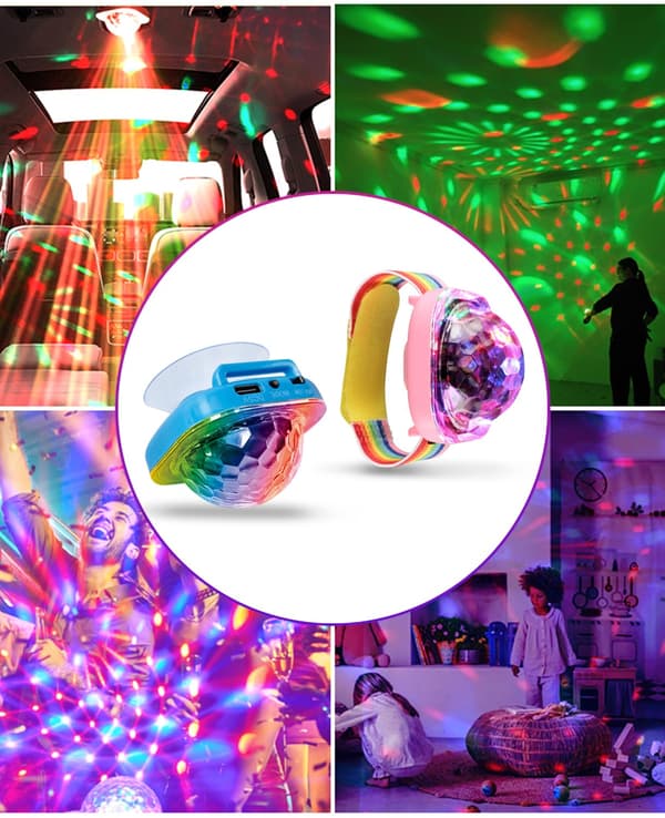 Bærbar LED-discokule med armbånd og sugekopp, USB-lading for morsomme barnefester, rosa White