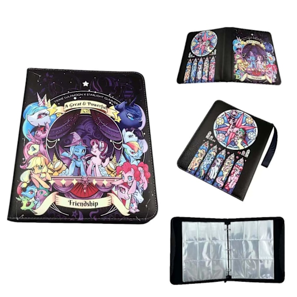 Kortalbum förvaringsalbum högkvalitativt lösbladigt samlingsalbum samlingsalbum kortficka innersida ins 9 grids, 50 pages, 900 card slots 7 pictures of my little pony