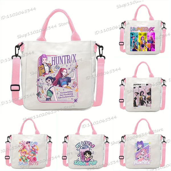 KPOP DEMON HUNTER canvasväska avslappnad tjej liten väska tecknad söt twenty three 23*23*5cm