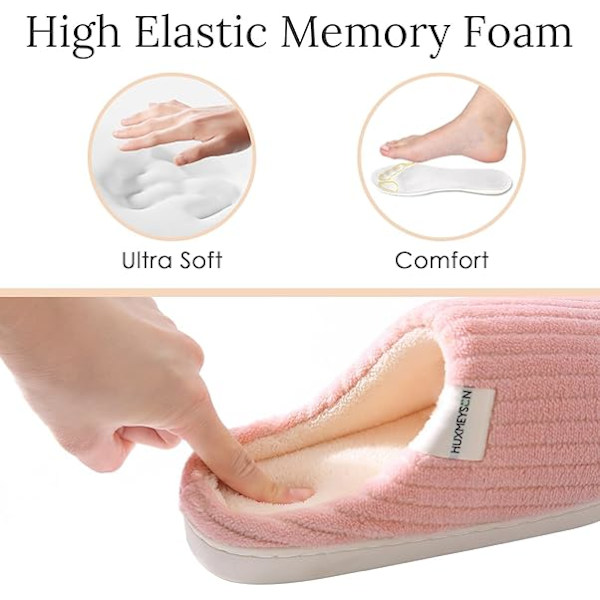 Tofflor för kvinnor, varma bekväma tofflor i memory foam med halkfri gummisula för inomhus- och utomhusbruk