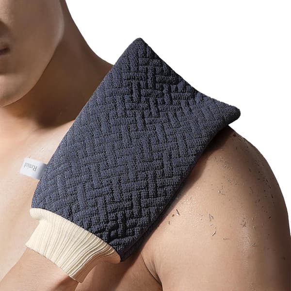 Exfolierande handskar - 3D Check Trippel Lager Exfolierande Kroppsskrubb för Exfoliering av Död Hud och Strålande Hud, Elastisk Handled (2-pack)