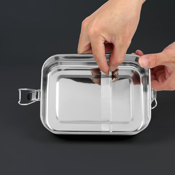 Madkasse i rustfrit stål 1200 ml med skillevæg, Bento-beholder til arbejde, skole, rejser silver
