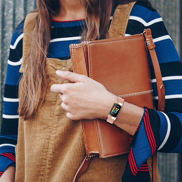 Fitbit Charge 5 armbånd rustfrit stål Rosaguld