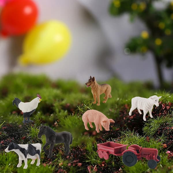 1 Sæt Bondegårdsdyr Figurer Søde Plastik Miniature Figurer Legetøj Scene Rekvisit Simulation