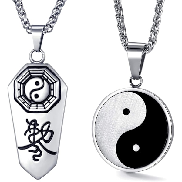 Yin Yang Taichi vedhæng halskæde i rustfrit stål til mænd, pakke