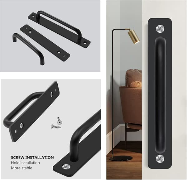 Dørgreb, 2 stk. Robust Lågegreb Skydedørgreb med Bagpanel Aluminium Legering Møbelarmlæn, Sort, 212cm