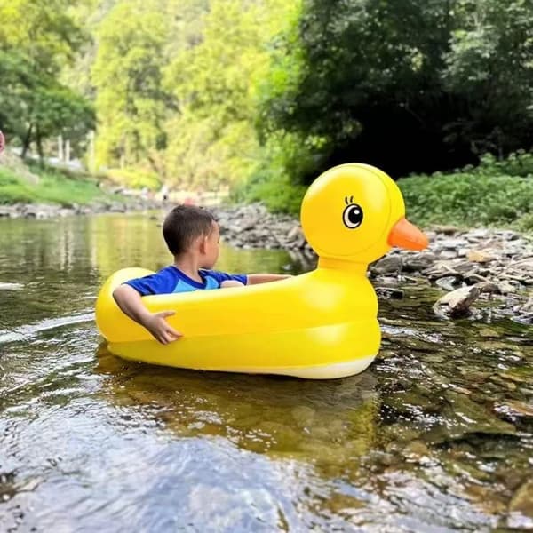 Oppustelig Andeformet Babybadekar – Fortykket Flydende Pool-Flyder til Børn 90*50*25cm